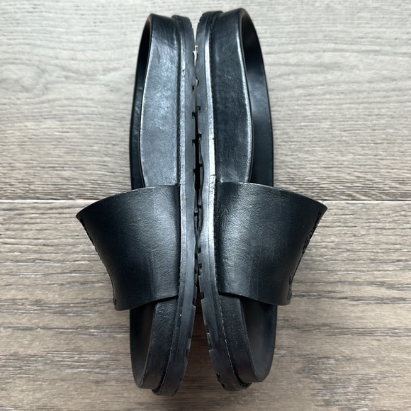 Saint Laurent Jimmy Logo Black Leather Embroidered Slide Sandals - Picture 2 of 6